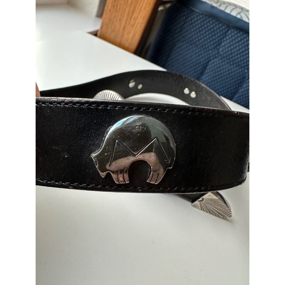 Vintage 1990 Leegin Silver Creek Leather Western Spirit Animal Concho Belt 30 - Picture 10 of 14